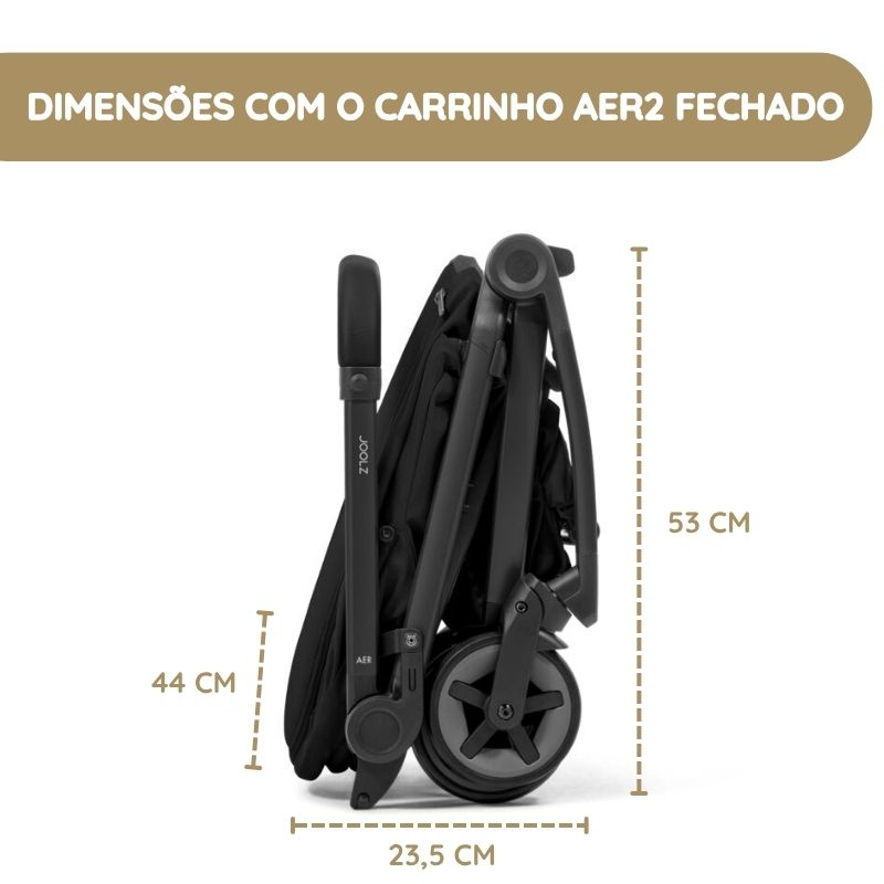 Joolz Ninho Aer2 dimensões com o carrinho aer2 fechado