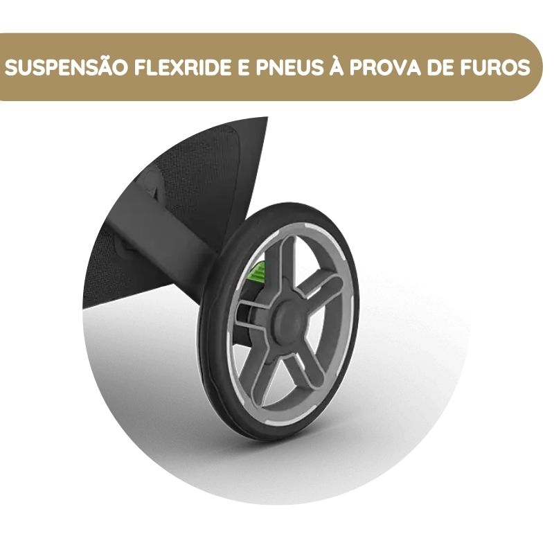 UPPAbaby Carrinho de Bebé Cruz V3 Suspensão FlexRide e pneus à prova de furos