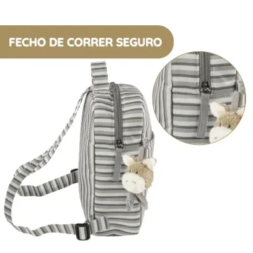 Walking Mum Mochila Kids Botton Rayas Walking Mum Mochila Kids Botton Rayas fecho de correr seguro