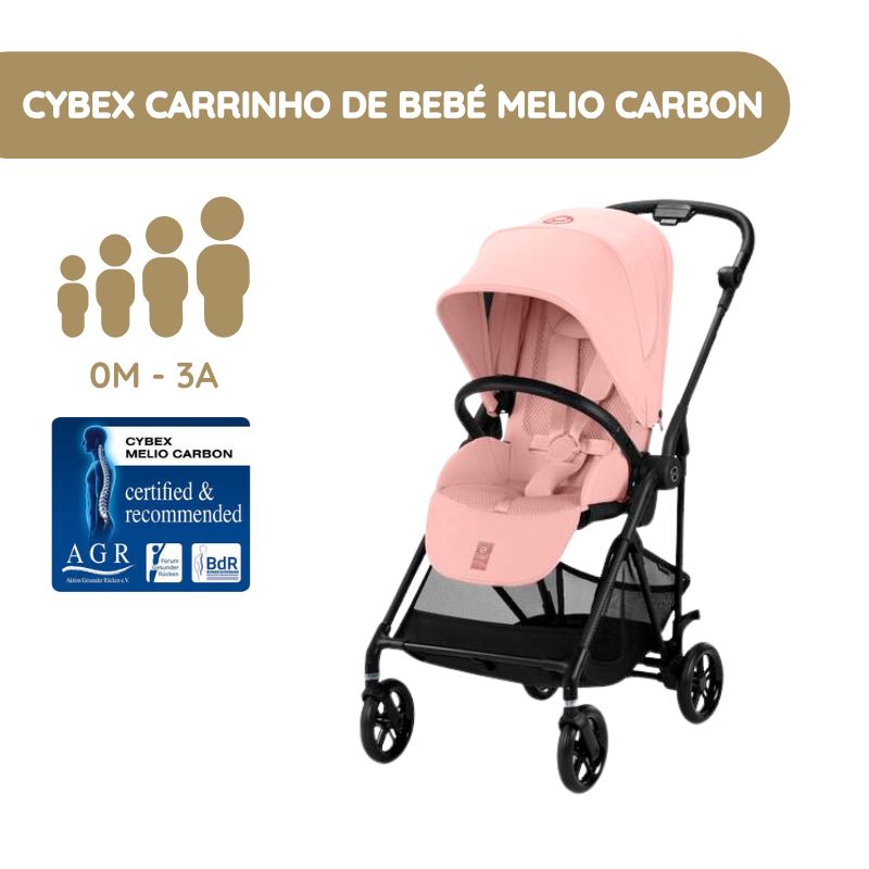 Cybex Carrinho de Bebé Melio Carbon – Candy Pink