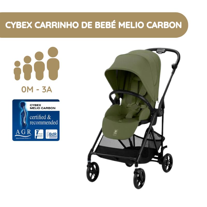 Cybex Carrinho de Bebé Melio Carbon – Moss Green