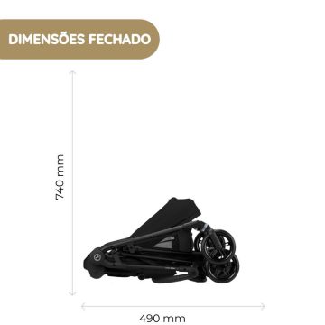 Cybex Carrinho de Bebé Melio Carbon dimensões fechado