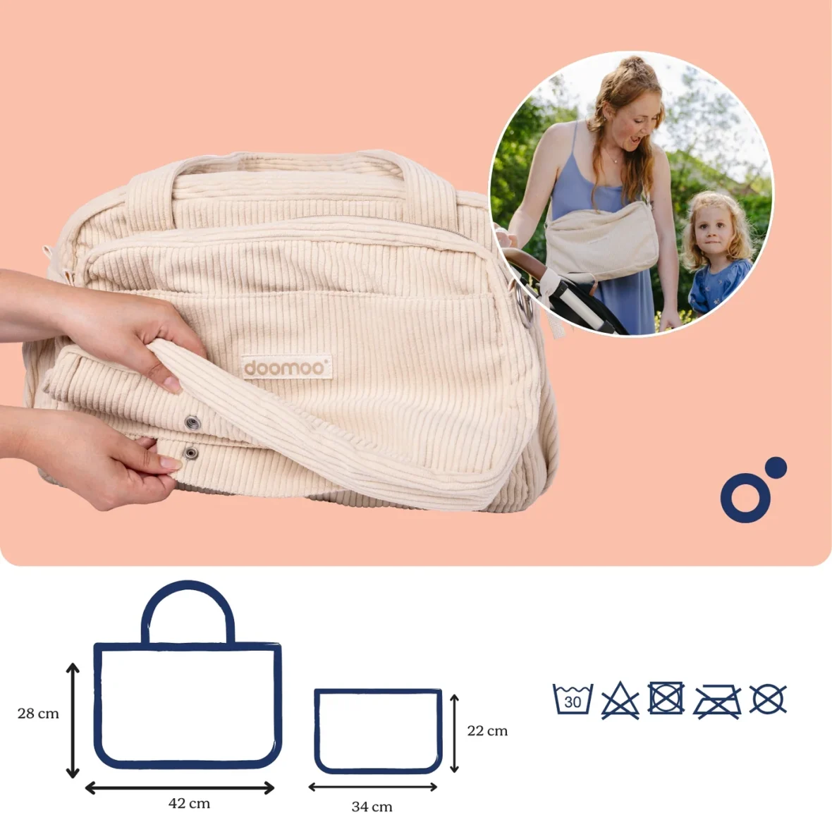 Doomoo Fluffy Saco de Fraldas – Corduroy Areia