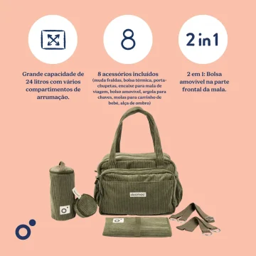 Doomoo Mala Muda Fraldas Fluffy Acessórios Doomoo Mala Muda Fraldas Fluffy - Corduroy Kaki